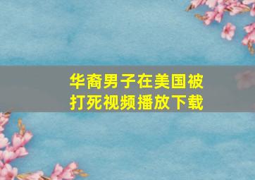 华裔男子在美国被打死视频播放下载