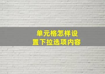 单元格怎样设置下拉选项内容