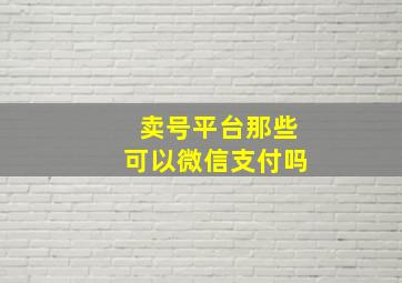 卖号平台那些可以微信支付吗