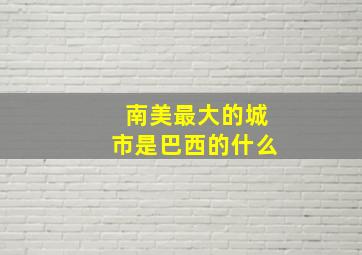 南美最大的城市是巴西的什么