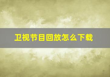 卫视节目回放怎么下载