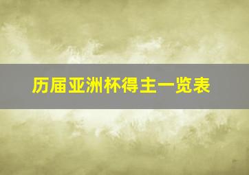 历届亚洲杯得主一览表