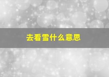 去看雪什么意思