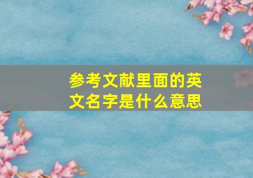 参考文献里面的英文名字是什么意思