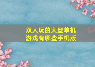 双人玩的大型单机游戏有哪些手机版