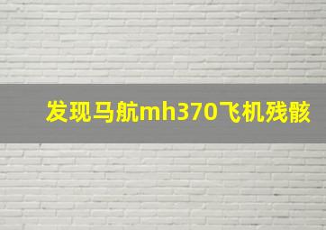 发现马航mh370飞机残骸