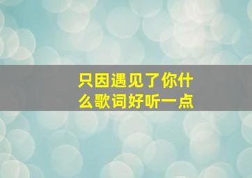 只因遇见了你什么歌词好听一点