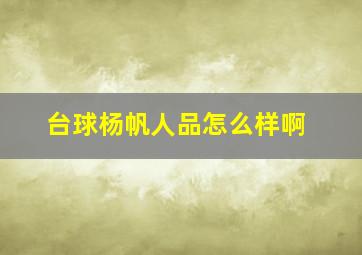 台球杨帆人品怎么样啊