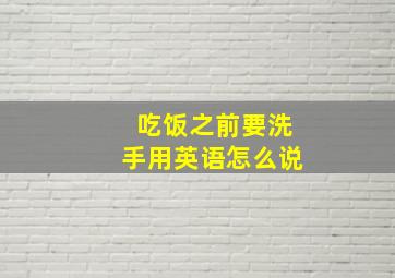 吃饭之前要洗手用英语怎么说