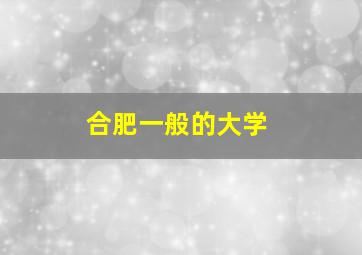 合肥一般的大学