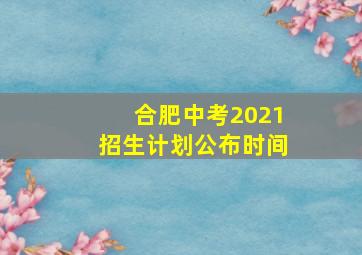 合肥中考2021招生计划公布时间