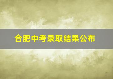 合肥中考录取结果公布