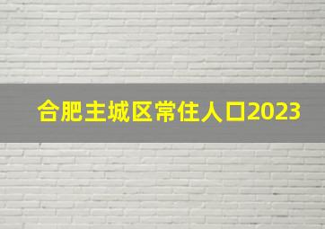 合肥主城区常住人口2023