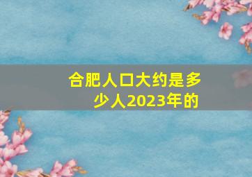 合肥人口大约是多少人2023年的