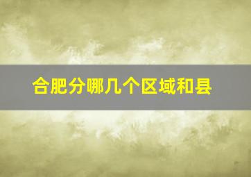 合肥分哪几个区域和县