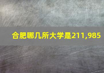 合肥哪几所大学是211,985