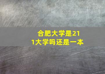 合肥大学是211大学吗还是一本