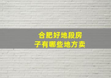 合肥好地段房子有哪些地方卖