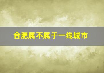 合肥属不属于一线城市