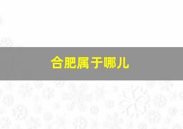 合肥属于哪儿