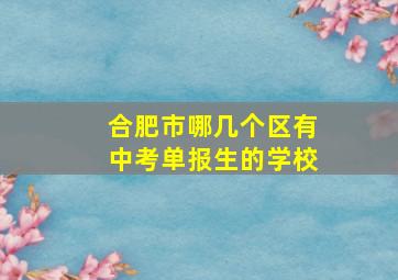 合肥市哪几个区有中考单报生的学校