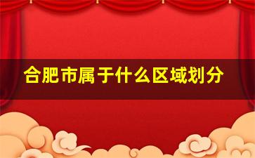 合肥市属于什么区域划分