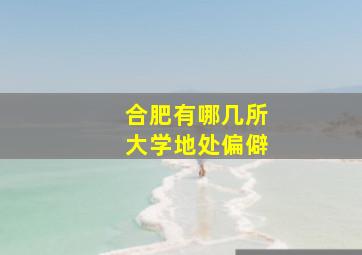 合肥有哪几所大学地处偏僻