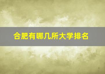 合肥有哪几所大学排名