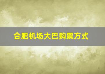 合肥机场大巴购票方式