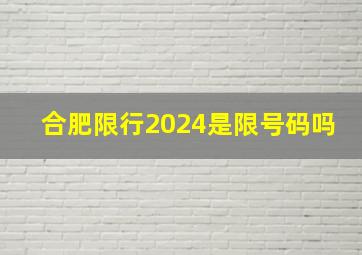 合肥限行2024是限号码吗