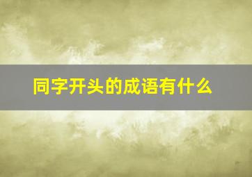 同字开头的成语有什么