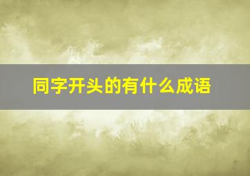 同字开头的有什么成语