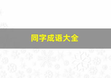 同字成语大全