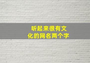 听起来很有文化的网名两个字