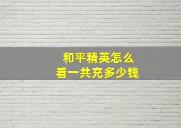 和平精英怎么看一共充多少钱