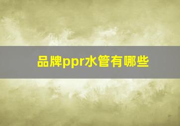 品牌ppr水管有哪些