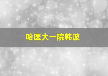 哈医大一院韩波