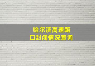 哈尔滨高速路口封闭情况查询