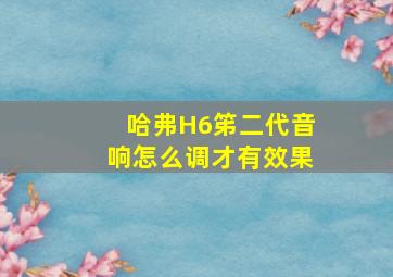 哈弗H6笫二代音响怎么调才有效果