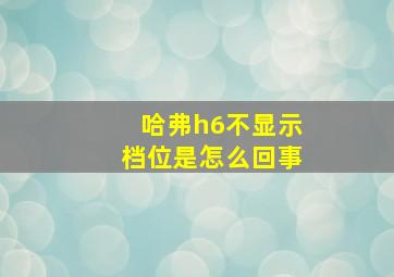 哈弗h6不显示档位是怎么回事