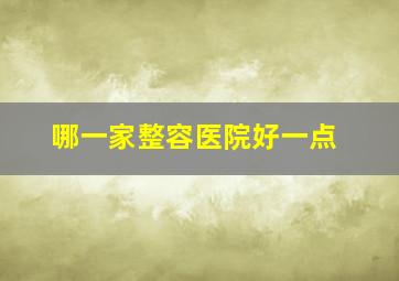 哪一家整容医院好一点