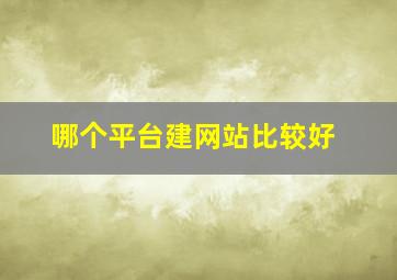 哪个平台建网站比较好