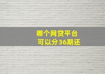 哪个网贷平台可以分36期还