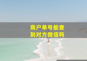 商户单号能查到对方微信吗