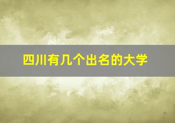 四川有几个出名的大学