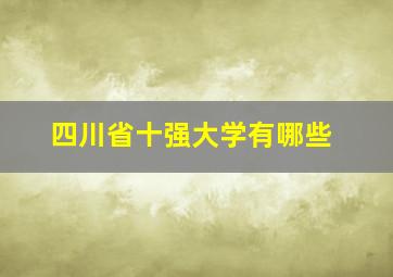 四川省十强大学有哪些