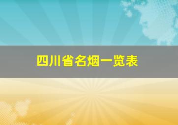 四川省名烟一览表