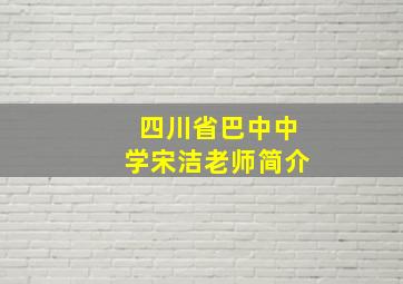 四川省巴中中学宋洁老师简介