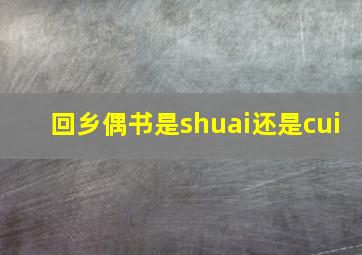 回乡偶书是shuai还是cui