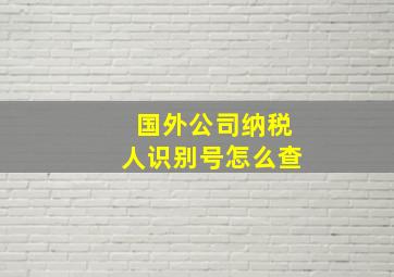 国外公司纳税人识别号怎么查